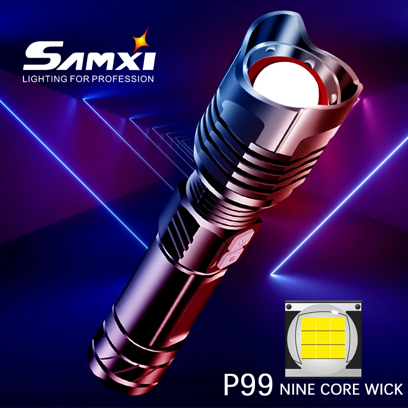 

LED Flashlight XHP99 Lamp Beads Torch 5 Lighting Modes Lantern High Power Rechargeable Flashlighting Bike Light By 26650 Battery