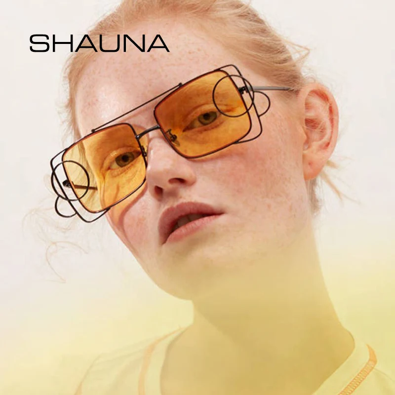 Мужские и женские квадратные очки SHAUNA уникальные брендовые дизайнерские