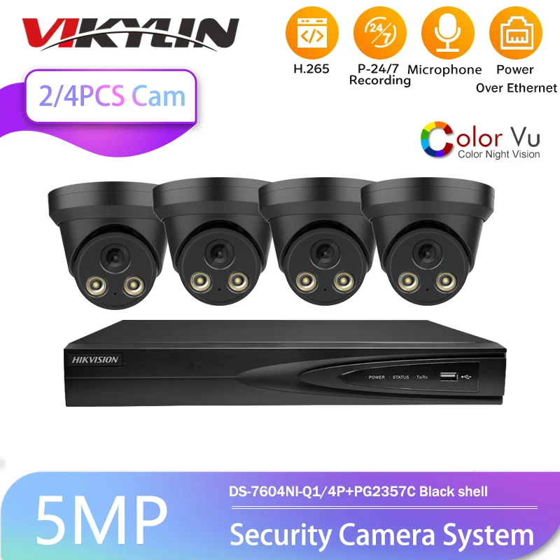 Hikvision CCTV kit 5MP POE Security HD IP-камера видеонаблюдения со встроенным микрофоном 4CH NVR