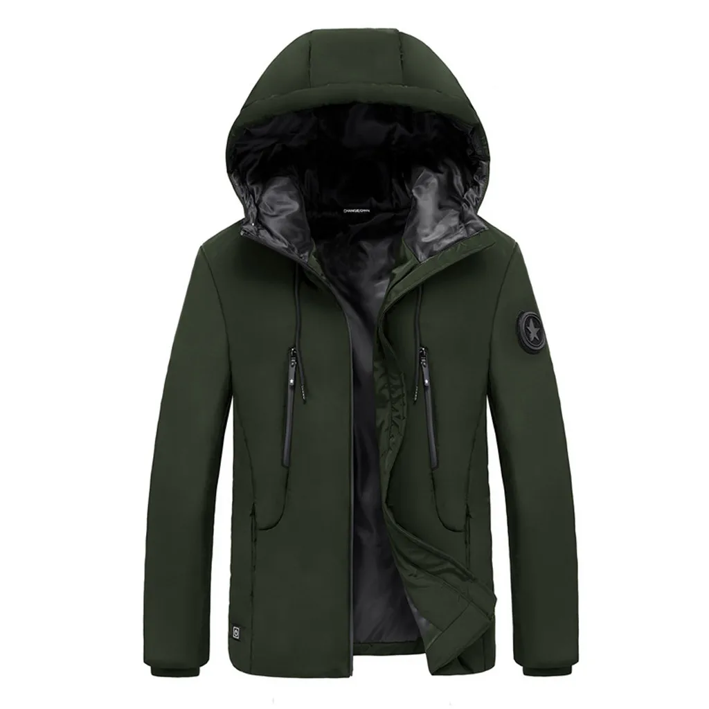 Новинка, мужское умное USB пальто с электрическим подогревом, парки, зимние теплые хлопковые куртки на молнии с карманами, пальто abrigo hombre M-6XL z1017 - Цвет: GN