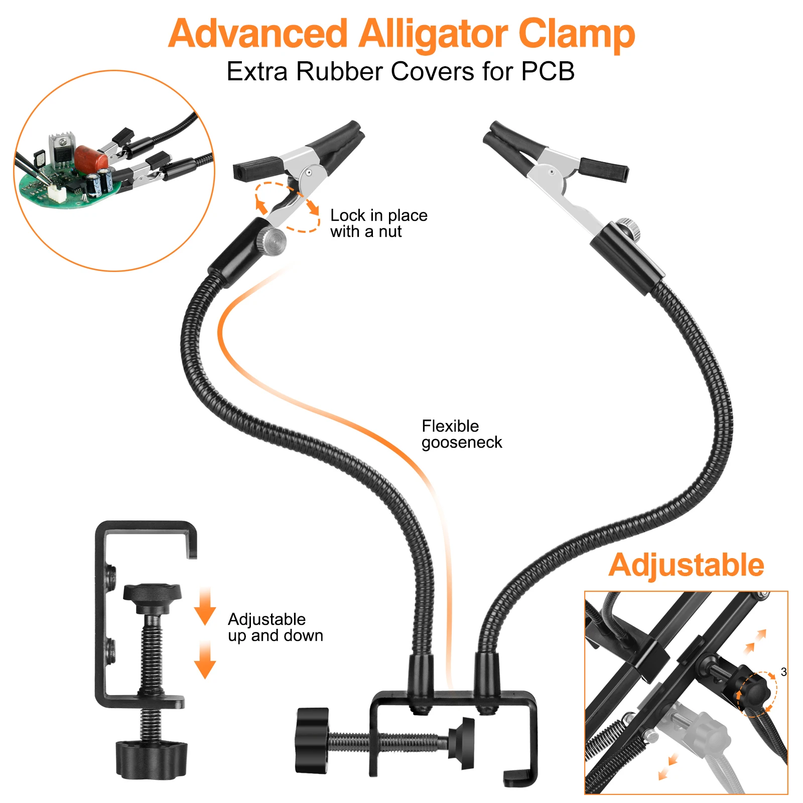 Soldering Tool Adjustable 360 Hot Air Hand-Piece Gun Holder PCB Holder 4 Flexible Arms