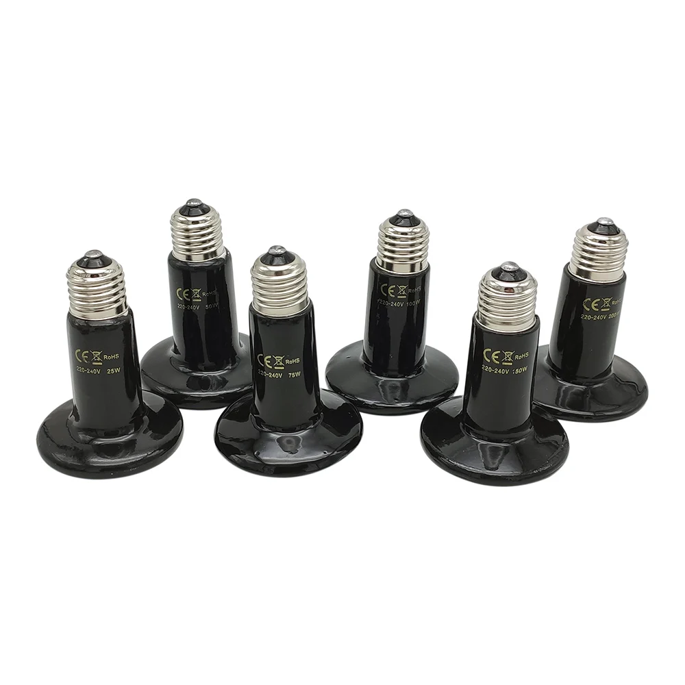 Bombilla de luz del emisor de luz con termómetro, reptil lagarto, infrarrojo lejano, cerámica, calefactor, E27, 25W ~ 200W, 110V, 220V