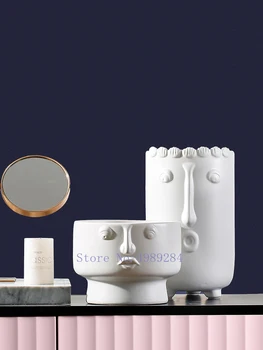 

CREATIVE CERAMICS NORDIC HUMAN FACE VASE ABSTRACT MODERN HOME LIVING ROOM FLOWER ARRANGEMENT DECORATIVE ORNAMENTS FLOWER VASE