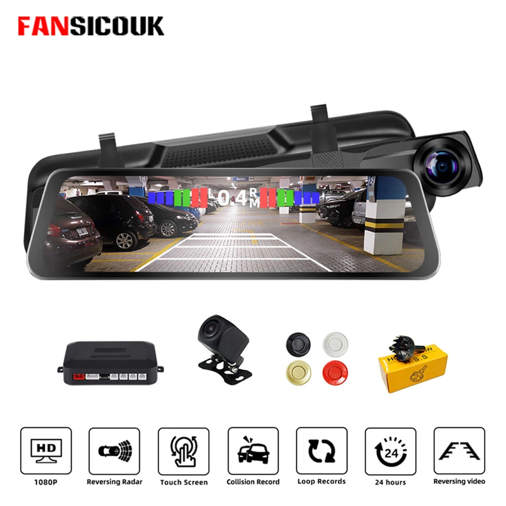 

Car DVR Radar Detector Alarm System 10'' Touch Screen 1080P Dash Cam Dual lens Cycle Recording Car Camera H50-R