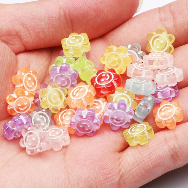 Charms Beads or Spacers 5 Multicolor Flowers For Bracelets