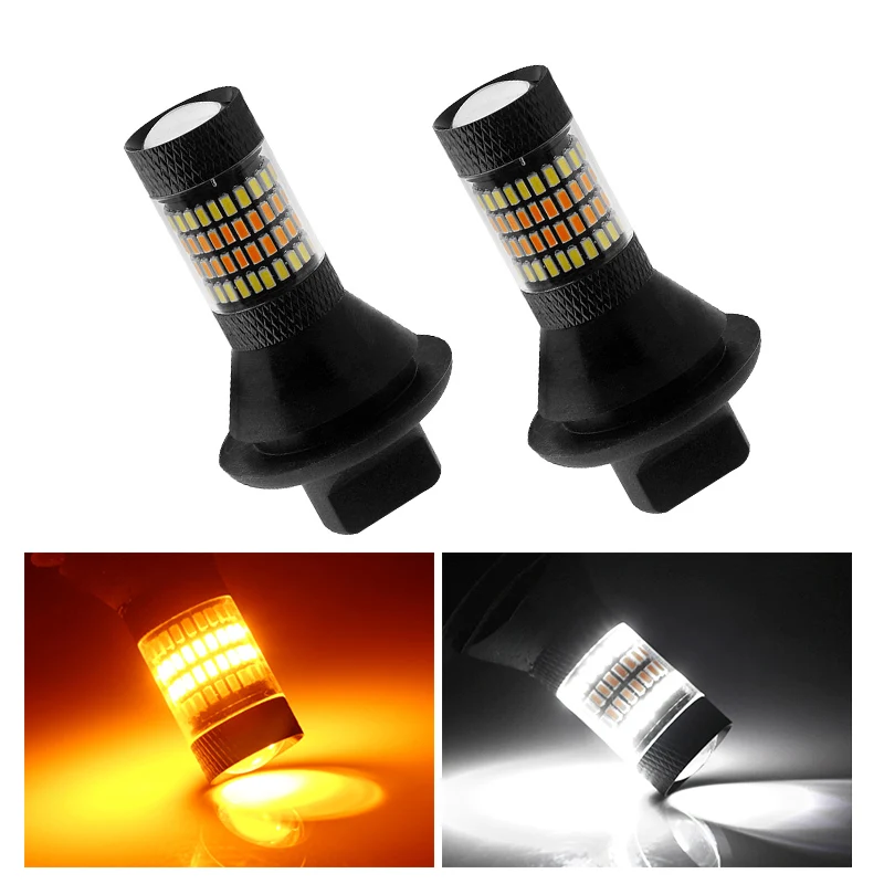 

DERI 2x T20 7440 1156 BAU15S 1156 BA15S LED light Bulbs Day Running lights Turn Signal Dual Color White Amber External Lights