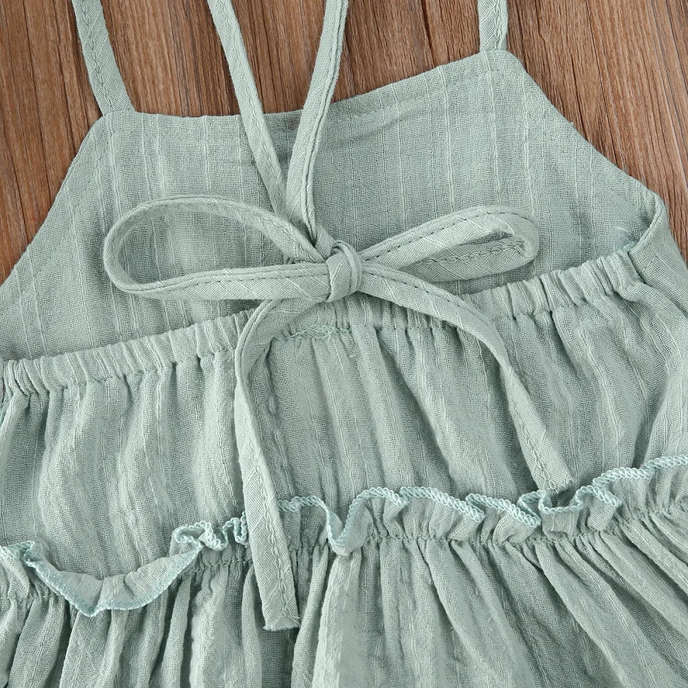 2020 Baby Romper Dress Newborn Baby Girl Clothes Sleeveless Belts Green Romper Jumpsuit with Tutu Skirts Summer Outfit 0-18M