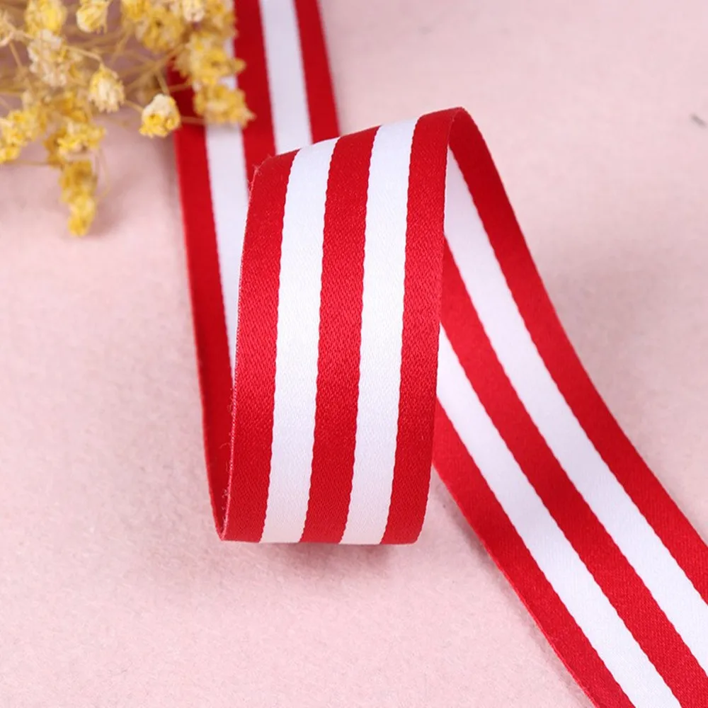 9/15/20/25/30/40mm 50Yards Interchromatic Non Elastic Ribbon Vertical Striped Polyester for Decoration Gift Wrapping DIY Holiday