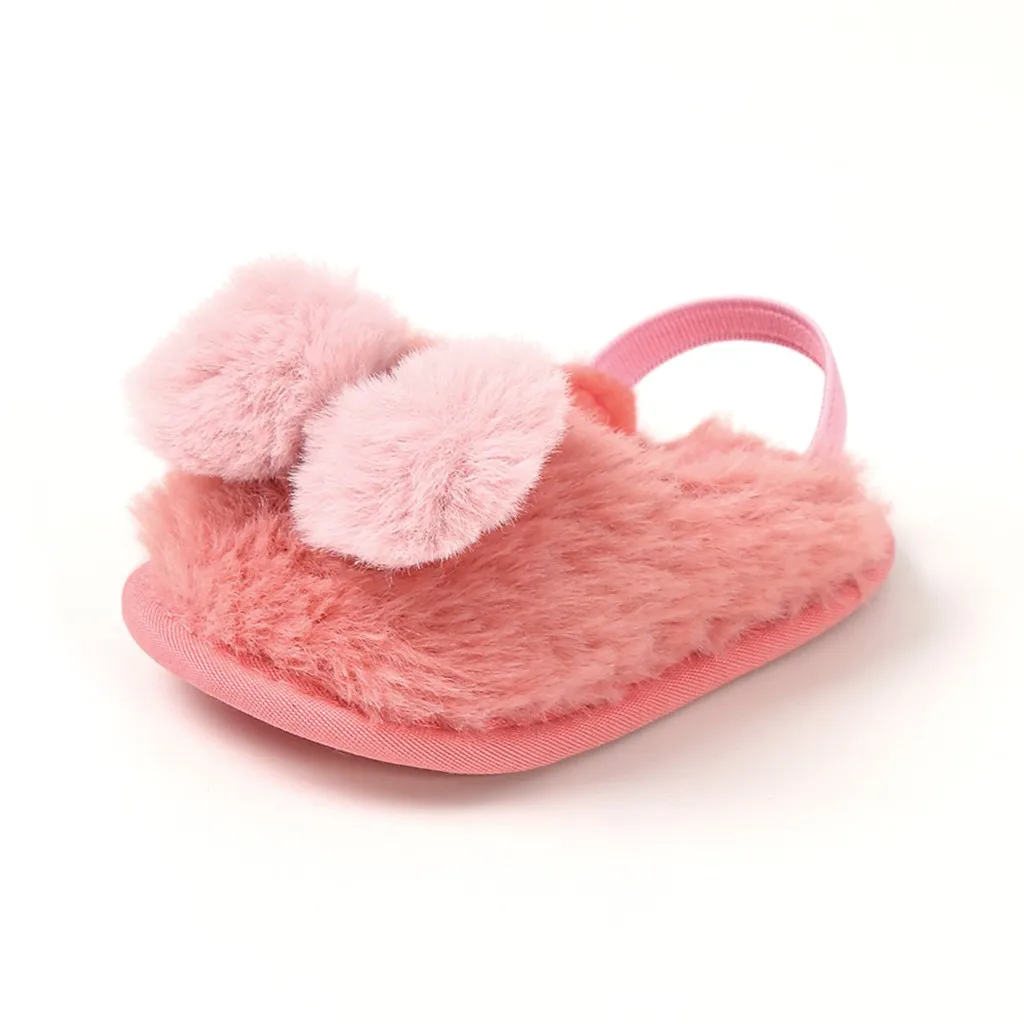 Hot Pink Детская Хлопковая обувь; Сезон Зима; коллекция года; Милая зимняя теплая обувь из флока с бантом для маленьких девочек - Цвет: Hot Pink