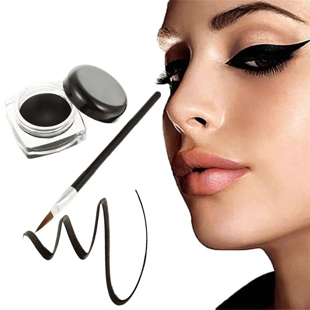 Waterproof Eye Liner Eyeliner Shadow Gel Makeup Cosmetic + Black Brush Waterproof Eye Liner Eyeliner Shadow Gel Makeup Cosmetic + Black Brush