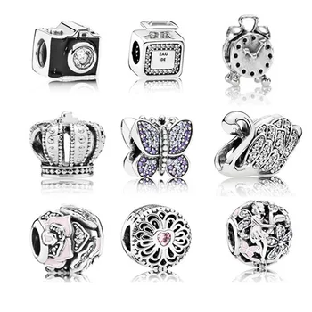 

Fit Pandora Bracelets 100% 925 Sterling Silver Retro Camera Alarm Clock Bead Bracelet DIY Bracelet Jewelry The Factory Wholesale
