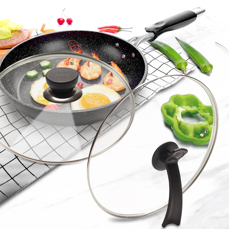 

Migecon Glass Pan Cover Cookware Tempered Wok For Soup Pot Frying Pan Can Stand Handle Kitchen Tool Accessories
