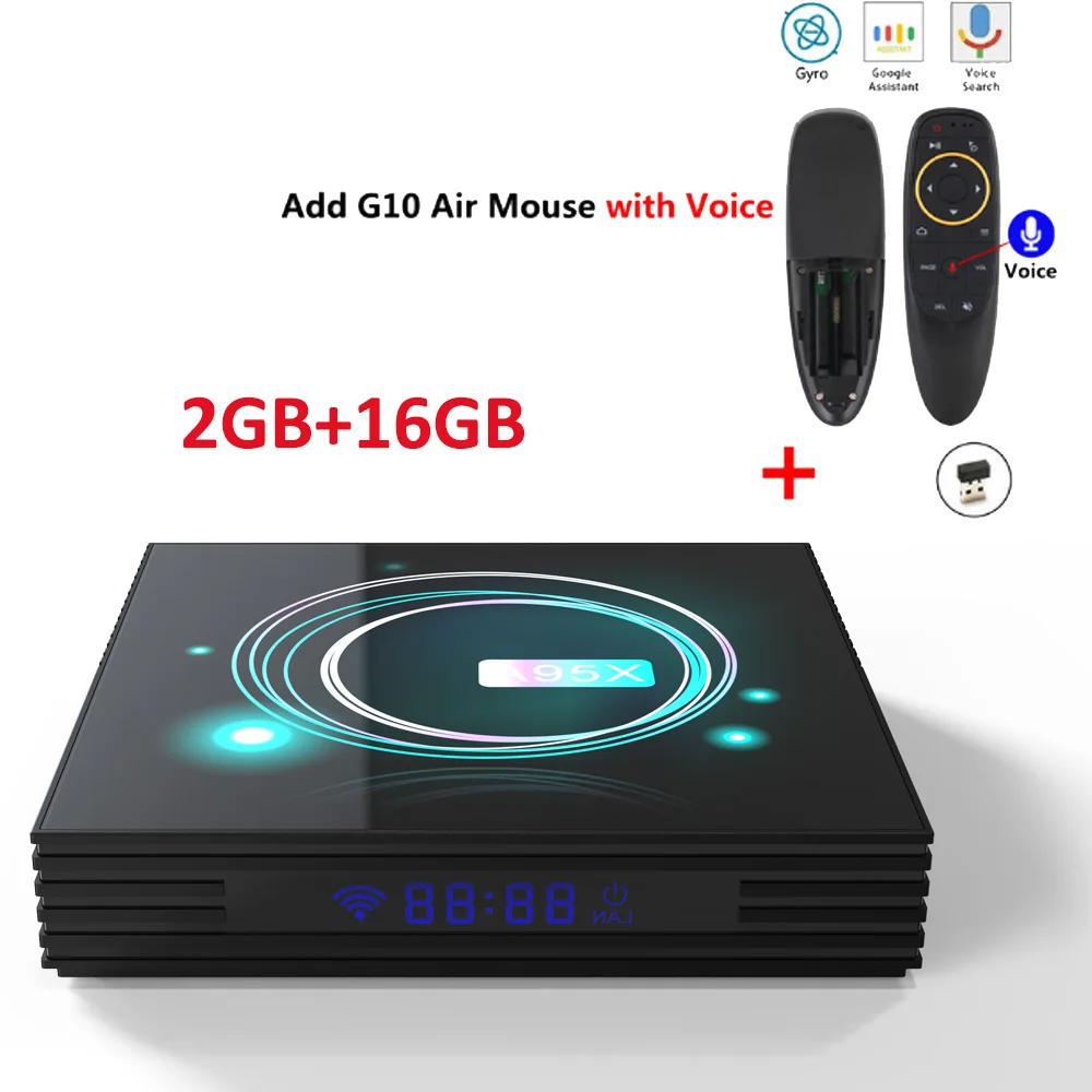 A95X F3 тонкий Android Tv Box Amlogic S905X3 четырехъядерный Cortex-A55 4GB 32GB LAN100M 2,4G/5G wifi SetTop Box 4k HD1080P медиаплеер - Цвет: 2GB 16GB  add G10