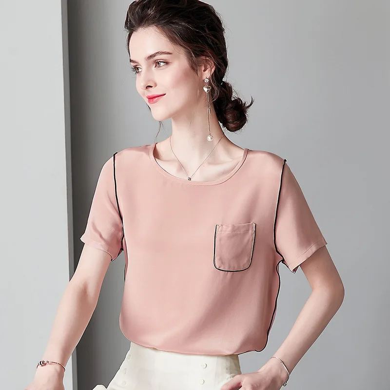 pink satin silk shirt for women high quality short sleeve 4XL plus size casual sexy office dress tops fashion dropshipping pink satin silk shirt for women high quality short sleeve 4XL plus size casual sexy office dress tops fashion dropshipping