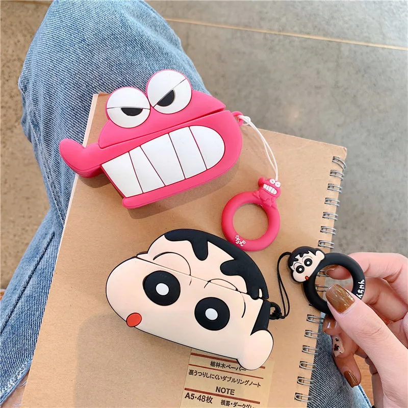 Силиконовый чехол Crayon Shin chan для AirPods pro, милый чехол для наушников с Bluetooth для Apple Airpod 3, роскошный защитный чехол с рисунком