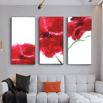 

RELIABLI ART Red Flower Poster Abstract Pictures For Home Canvas Painting Wall Art For Living Room Decoration Posters And Prints