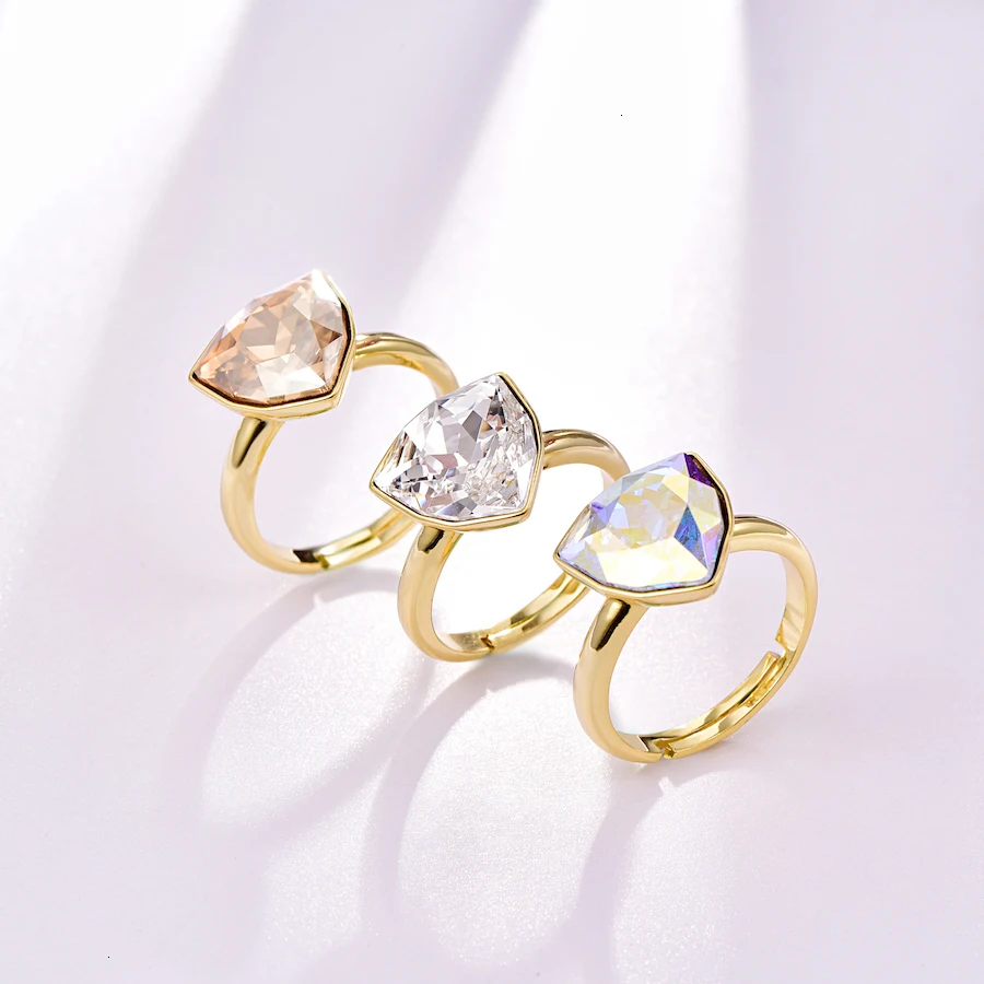 Роскошные открытые кольца для женщин с кристаллами SWAROVSKI, новые модные элегантные женские кольца для свадебной вечеринки, ювелирные аксессуары, подарок для девочки