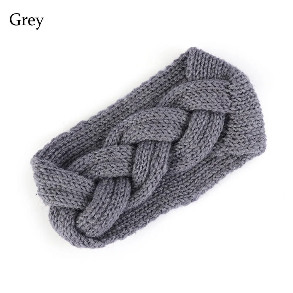 Type 02-Grey 1 шт., женские плюшевые повязки на голову из искусственного бархата, теплые вязаные повязки на голову с перекрестными узорами, женские вязаные повязки на голову, аксессуары для осени и зимы - Цвет: Type 02-Grey