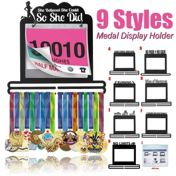

9 Styles Medal hanger Metal medals holder with Race Bib Sport medal display rack wall Hang decoration Marathon run swim others