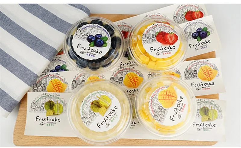 Disposable trasnparent dessert cake plastic cups round pudding jelly ice cream yogurt decor packaging cup with lid and sticker