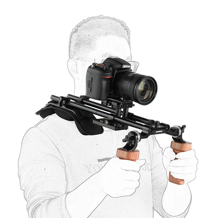 Cammate Pro Наплечная Опора с быстроразъемной пластиной Manfrotto и двойной деревянной рукояткой с розеткой C2421