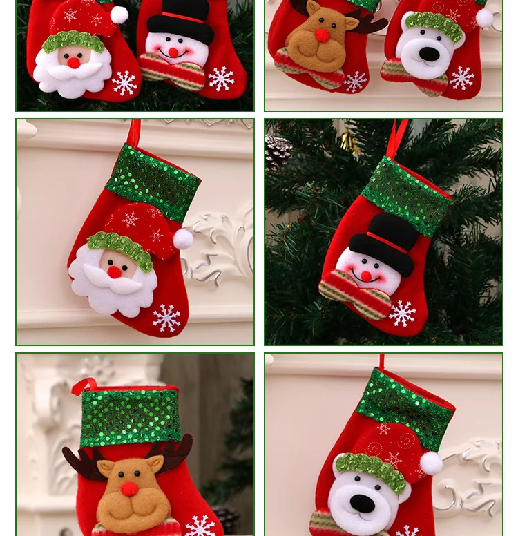 1 шт. рождественские чулки с героями мультфильмов милые рождественские носки с Санта-Клаусом и снеговиком Подарочная сумка подвесные украшения для Рождественская елка камин