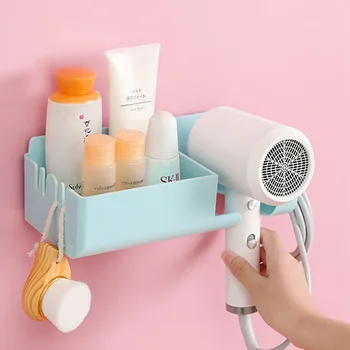 

Wall Mounted Spiral Hair Dryer Holder Makeup Brush Comb Organizer Storage Rack