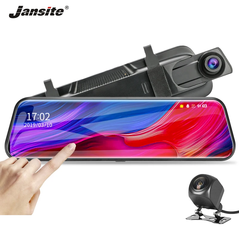 

Jansite 10'' dash cam 1080P Touch screen car camera car dvr Cycle Recording stream media Night Vision Dual Lens G-sensor
