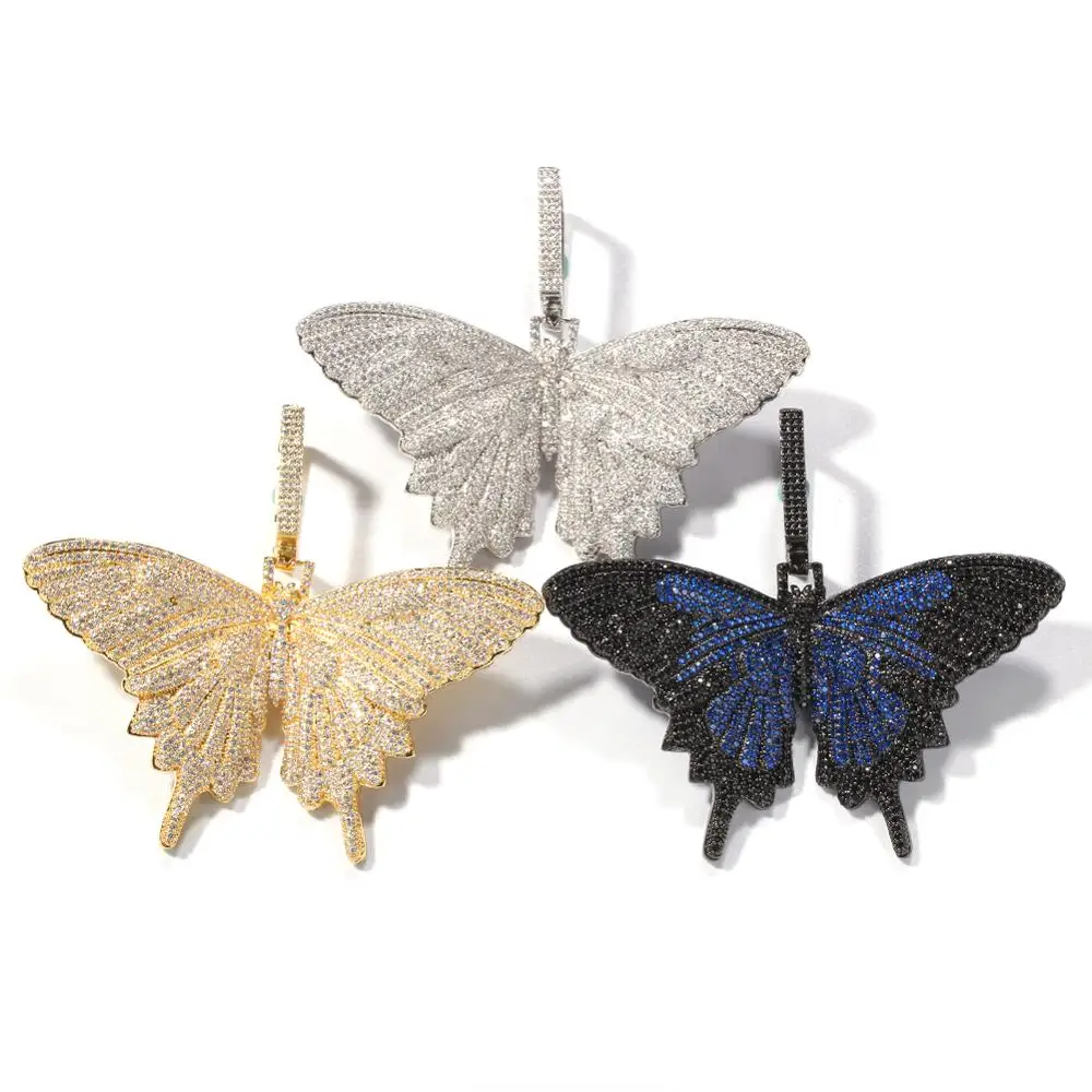 

Zciti Hip Hop Custom Small Size Butterfly Pendant Necklace Combination Words Name Necklace Full Iced Cubic Zirconia Jewelry