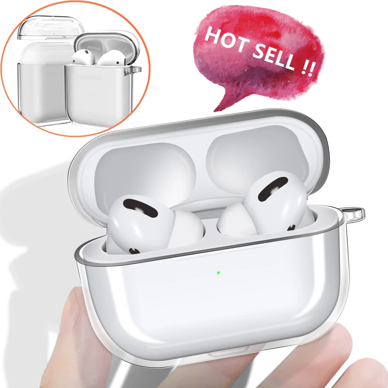 Funda transparente para AirPods pro, funda protectora para auriculares inalámbricos con Bluetooth, funda rígida transparente, para Airpods 2, 1 unidad