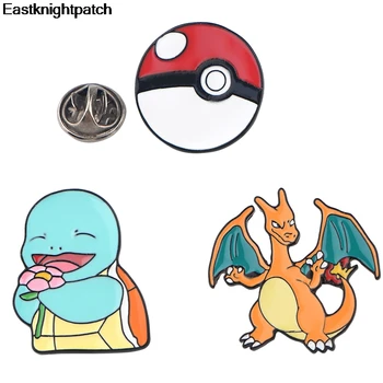

12pcs/lot Creative Cartoon Pins Anime Pocket monster Brooches Metal Enamel Pins Denim Jackets Shirt Lapel Badges Jewelry E1350