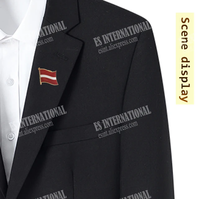 Latvia National Flag Crystal Epoxy Metal Enamel Badge Brooch