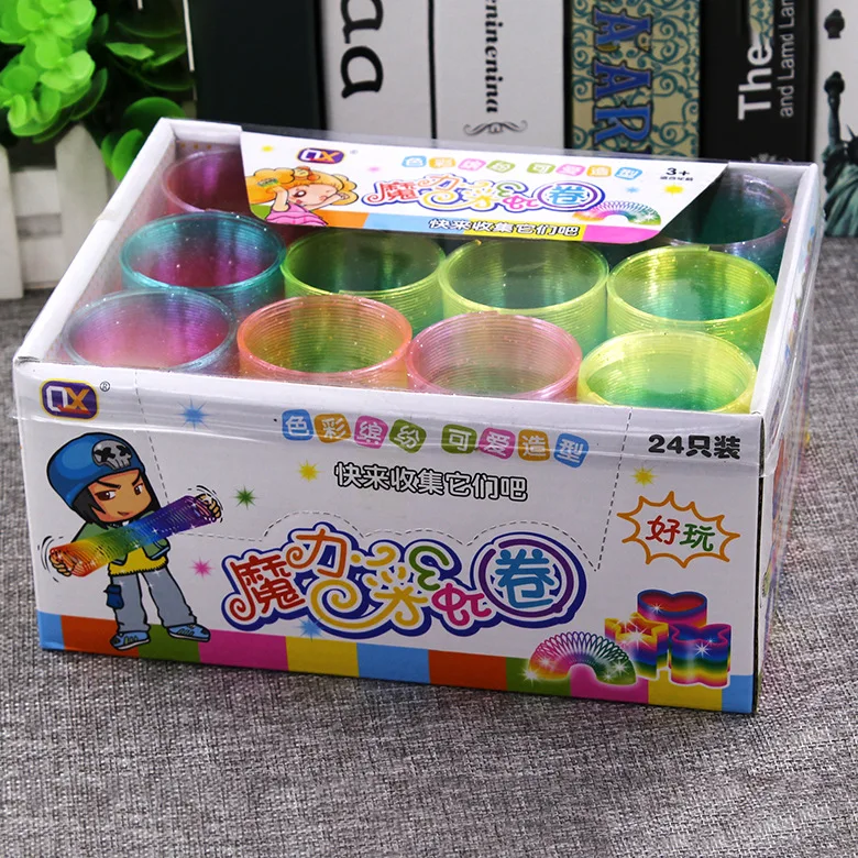

T ED04 Small Magic Rainbow Ring Ring-pull Plastic Coil Rainbow Jenga Children'S Educational Toy