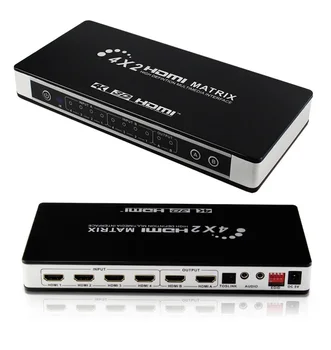 

HDMI 2.0/1.4 4x2 4K@30Hz HDMI Matrix EDID Switch Splitter Matrix Support Dual Audio out HDMI 1.4&2.0/3D/4K