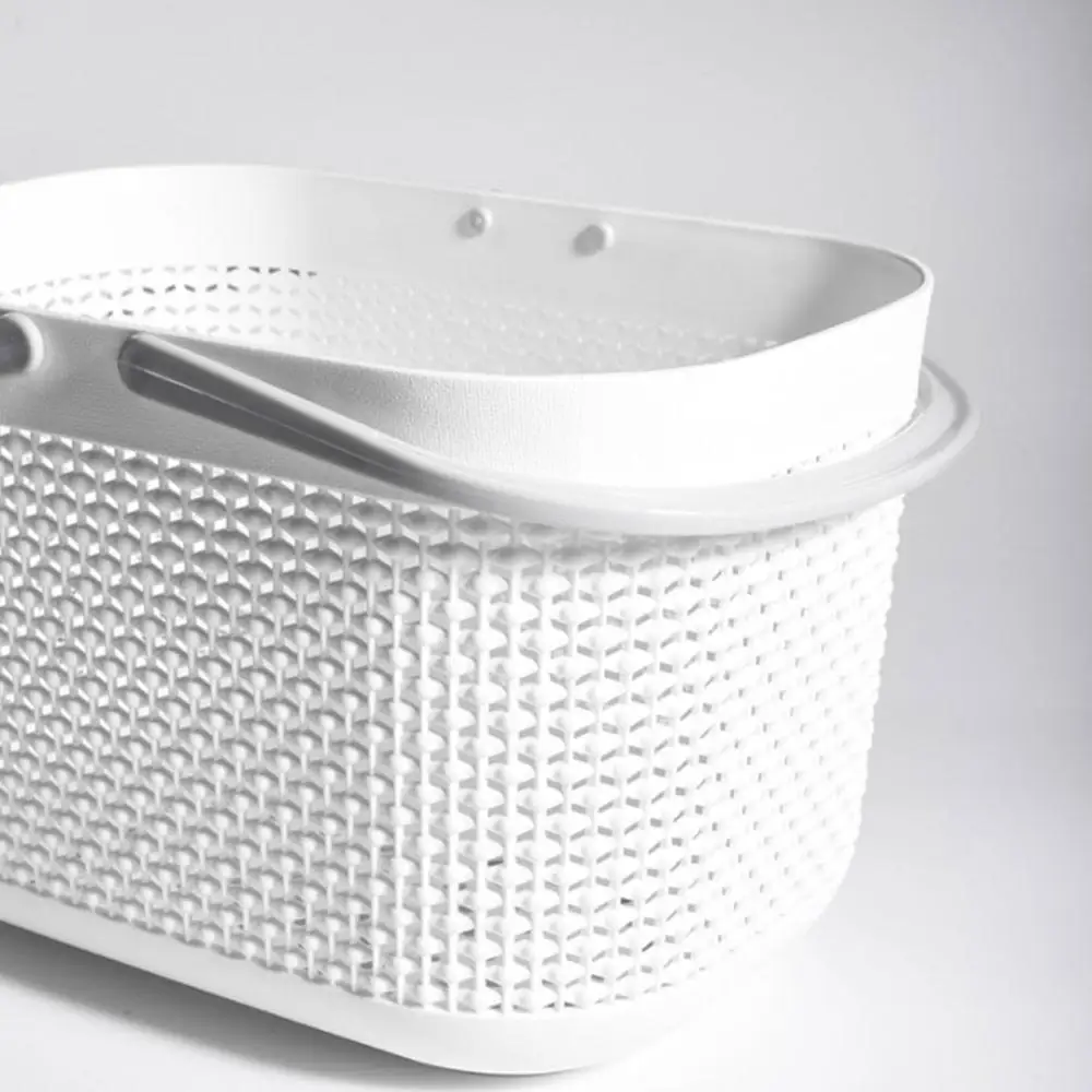 Portable Storage Basket Divided Bin With Handle Rattan Bucket Plastic PP Plastic Storage Box Home Organizer