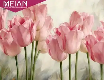 

2020 Meian flower crystal diamond painting kit Tulips5d diamond embroidery Flowers DIY Home Decor Paintings Handmade mosaic art