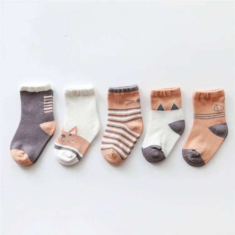 Новинка, 5 пар/лот, носки для малышей осенне-зимние детские носки для девочек, хлопковые носки для новорожденных мальчиков Аксессуары для маленьких мальчиков - Цвет: 3