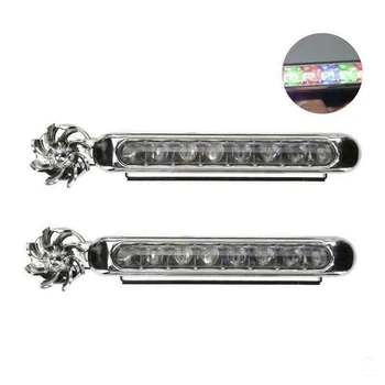 

1pair 8 x LEDs No Wiring Wind Power Grille Vehicle Lights With Fan Rotation For Car Fog Warning / Daytime Running Lamp