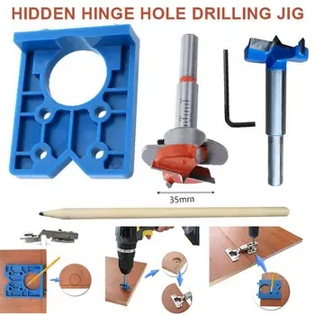 

35mm Hinge Hole Drilling Guide Locator Hinge Drilling Jig Concealed Guide Woodworking Hole Opener Door Cabinet Accessories Tool