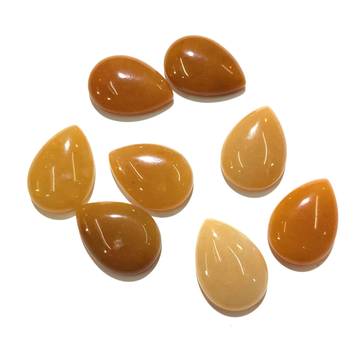 

10 PCS Natural Stones Loose Beads for Jewelry Making Yellow Jade Cabochon Water Drop Shape No Hole Beads for DIY Ring Accessorie