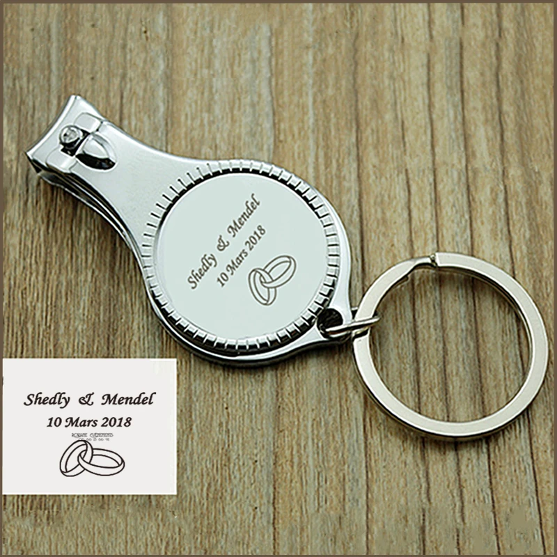 

100 Pcs Personalized Wedding Souvenirs For Guests Customized Wedding Favors Multifunctional Wine Opener/Keychain/Nail Clippers