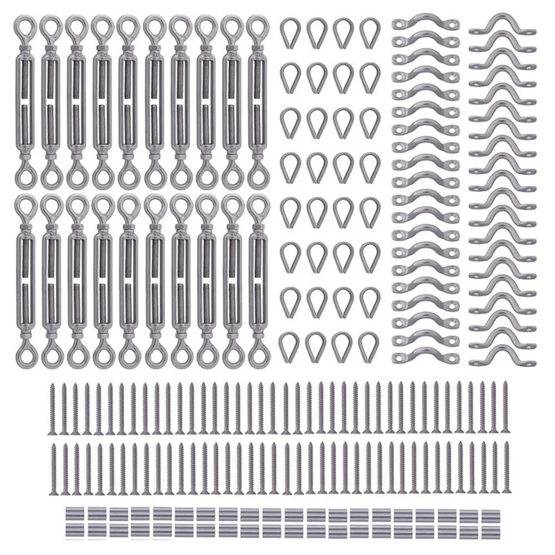 

20PCS 316 Stainless Steel Duty Heavy Cables Railing Kits for Wood Posts DIY Balustrade Kit with Jaw Swage Fork Turnbuckles