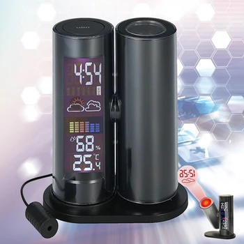 

LCD Display Rotatable Thermometer Projection Clock Indoor Alarm Living Room Battery Operated Weather Desktop Backlight Snooze