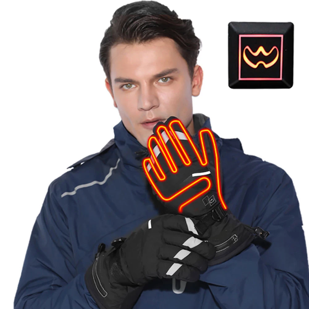 USB heated gloves winter warm hands electrically heated gloves battery powered thermal motorcycle waterproof ski gloves