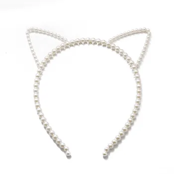

1PC Faux Pearl Cat Ear Headband Rabbit Cat Ear Hair Hoop Lovely Turban Women Girls Hair Bands Hair Accessories Korean Headwear