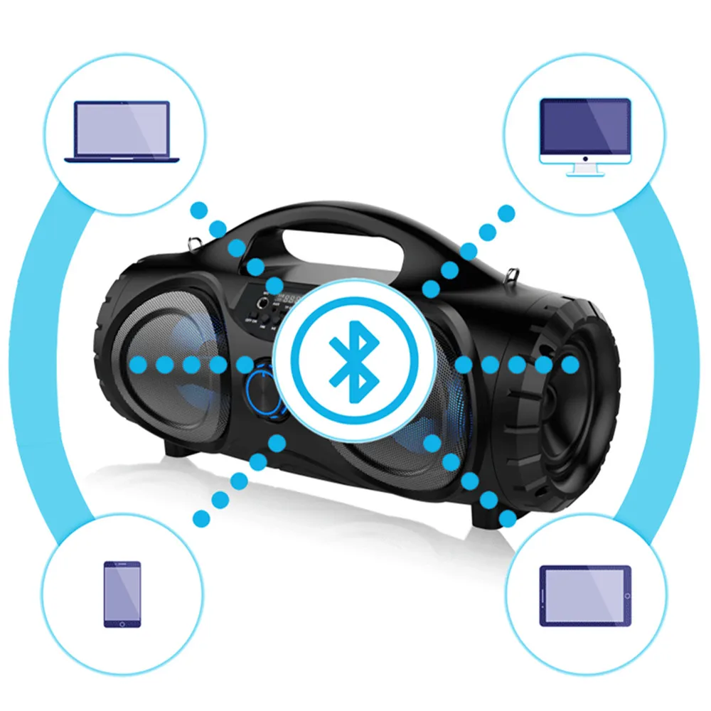 Высокая мощность Bluetooth динамик супер бас сабвуфер стерео объемный Громкий динамик для ПК Поддержка микрофон AUX TF карта FM радио колонка