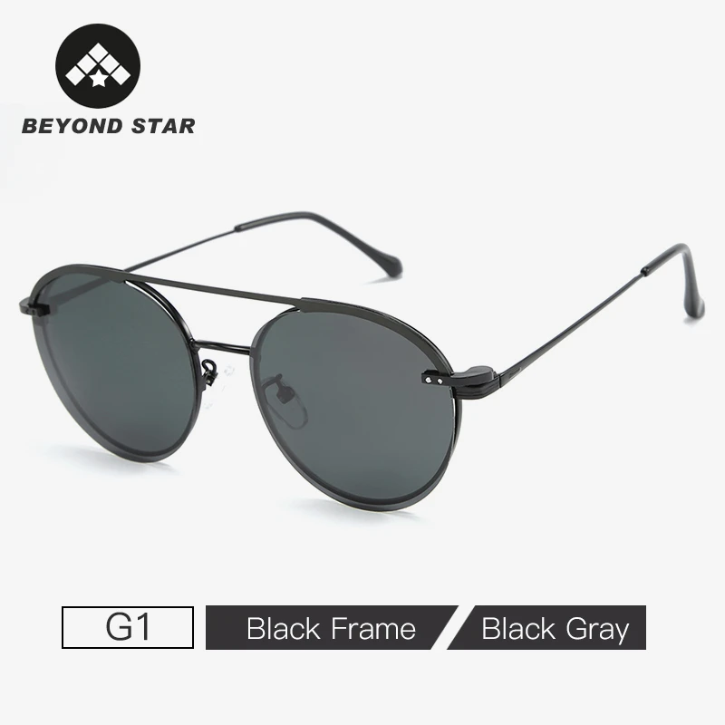 BEYONDSTAR Высокое качество магнит прикрепляемые очки ретро круглые поляризованные солнцезащитные очки мужские оправа из розового золота бренд Gafas De Sol G2061 - Цвет линз: G1 Black Gray
