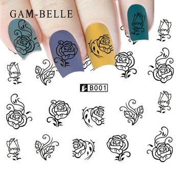 

GAM-BELLE 1 Sheet Rose /Bow-knot/Stripe Series 3D Sticker Nail Art Stickers Decals DIY Beauty Creative Nail Decorations