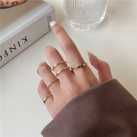 Punk Finger Rings 3pcs/set Minimalist Smooth Gold/Black Geometric Metal Rings for Women Girls Party Jewelry bijoux femme