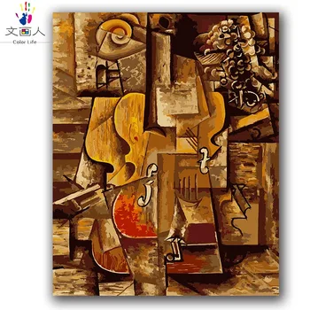 

Picasso abstract oil painting,colorful violin digital painting by numbers with kits on canvas draw coloring pictures by numbers